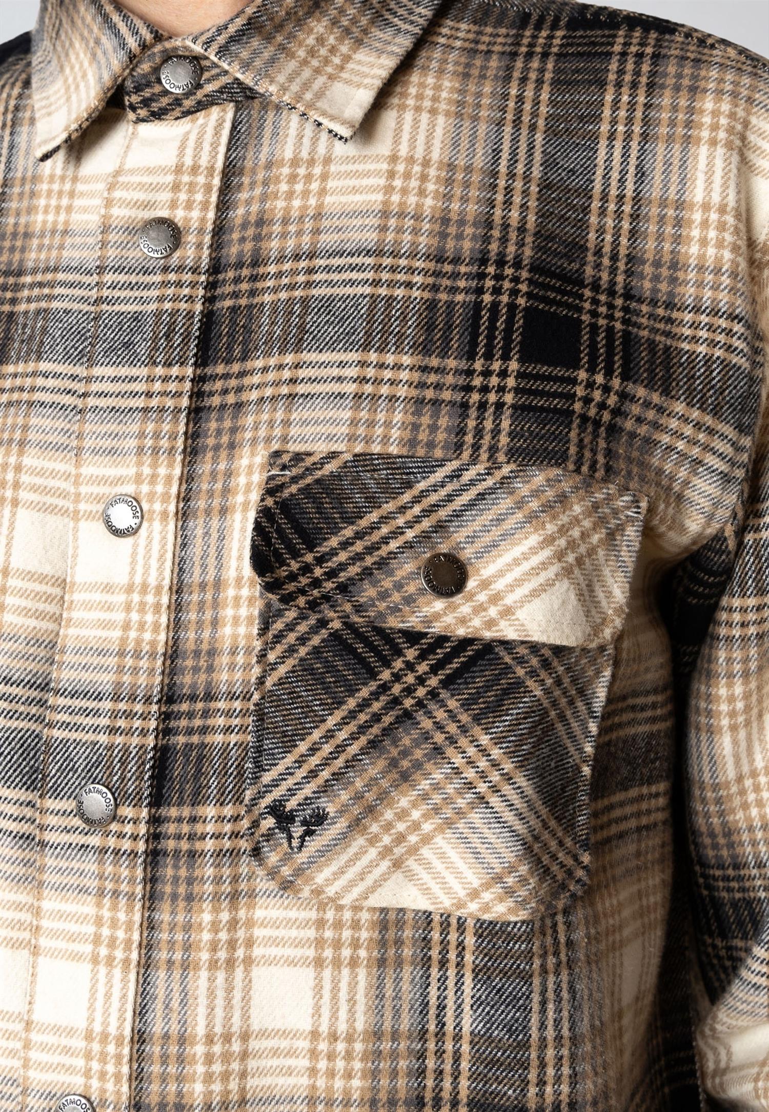 Adrian cotton check shirt Sand