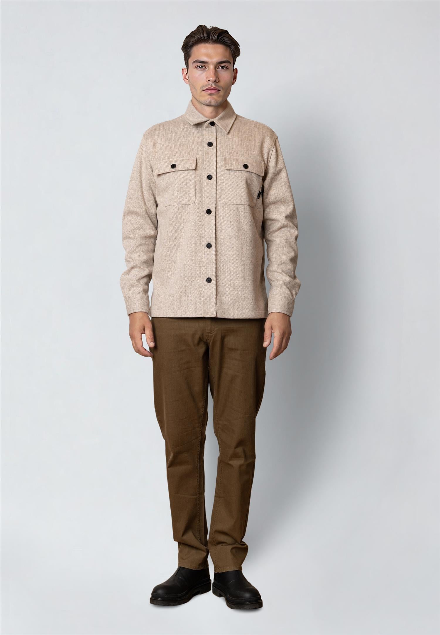 Barron Overshirt Beige Melange