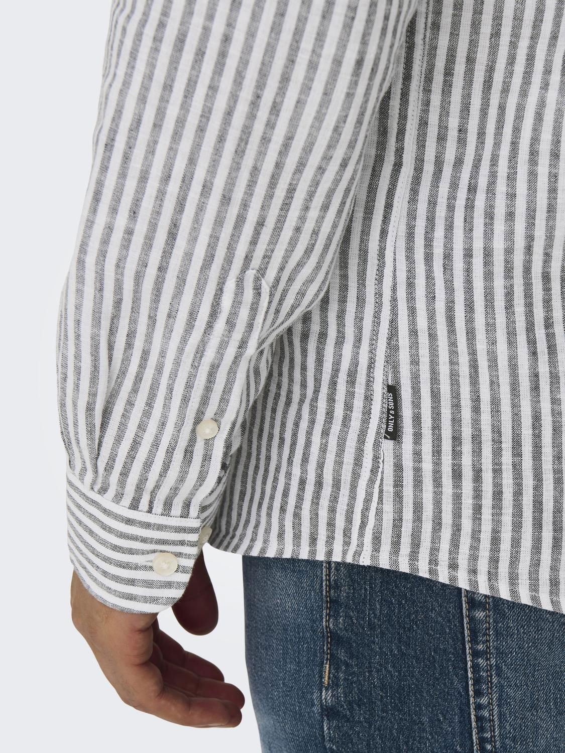Onscaiden Life Ls Stripe Linen Noos Dark Navy