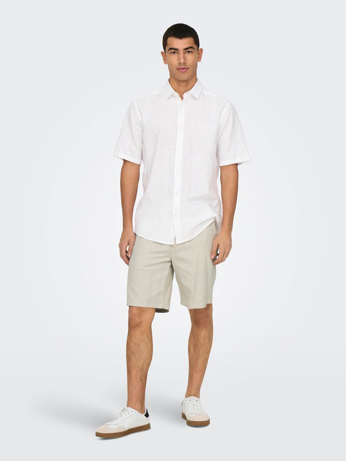 Onsmark 0011 Cotton Linen Shorts Noos Silver Lining