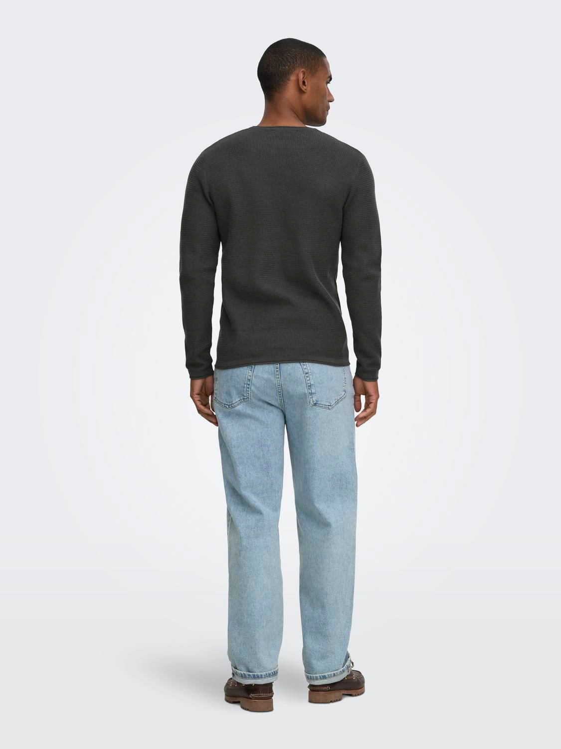 Onseric Reg 12 Struc Crew Knit Noos Grey Pinstripe