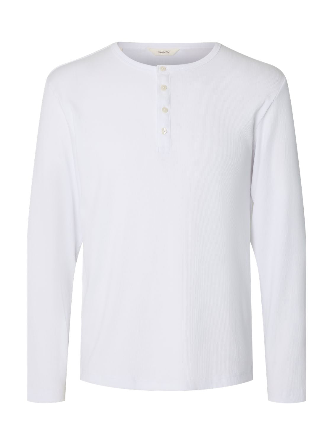 Slmaustin Rib Ls Henley Tee Bright White