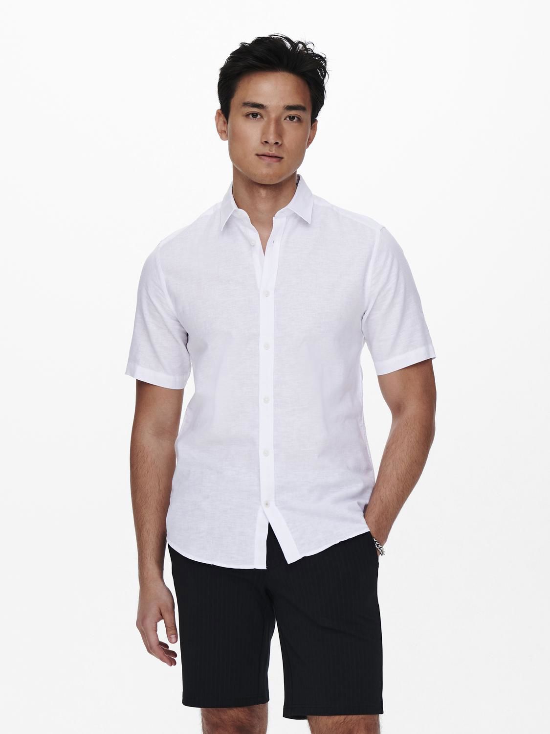 Onscaiden Life Ss Solid Linen Blend Noos White