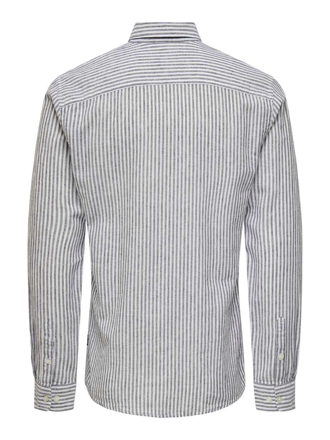 Onscaiden Life Ls Stripe Linen Noos Dark Navy