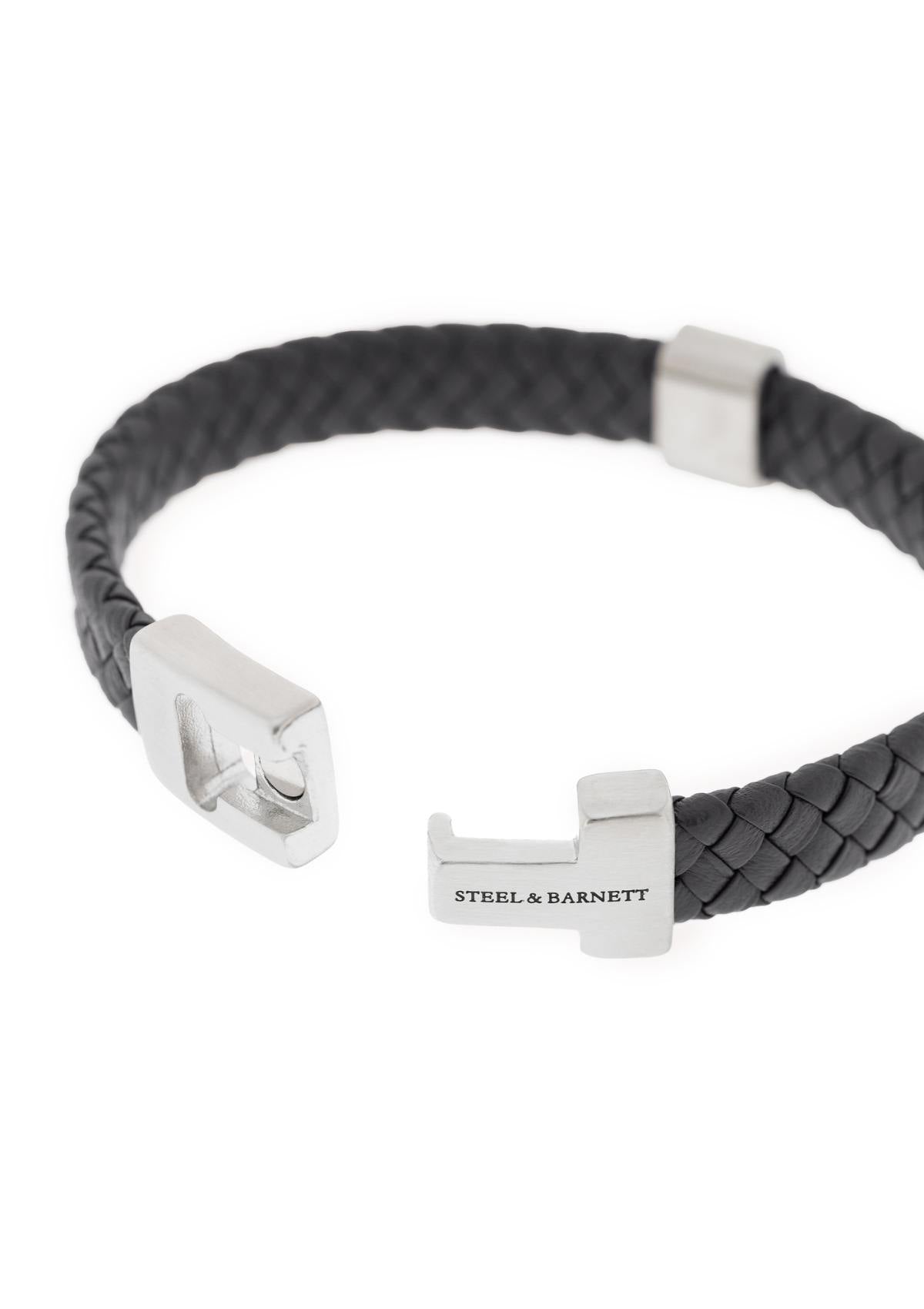 Leather Bracelet Harrison Black Silver