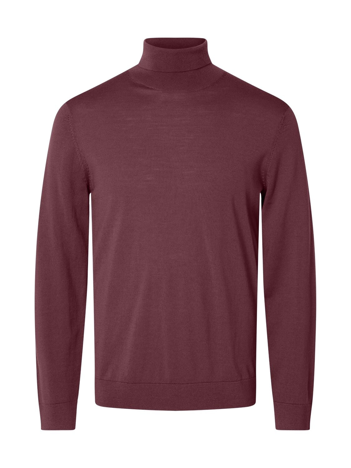 Slmtray Ls Knit Merino Roll Neck Noos Tawny Port