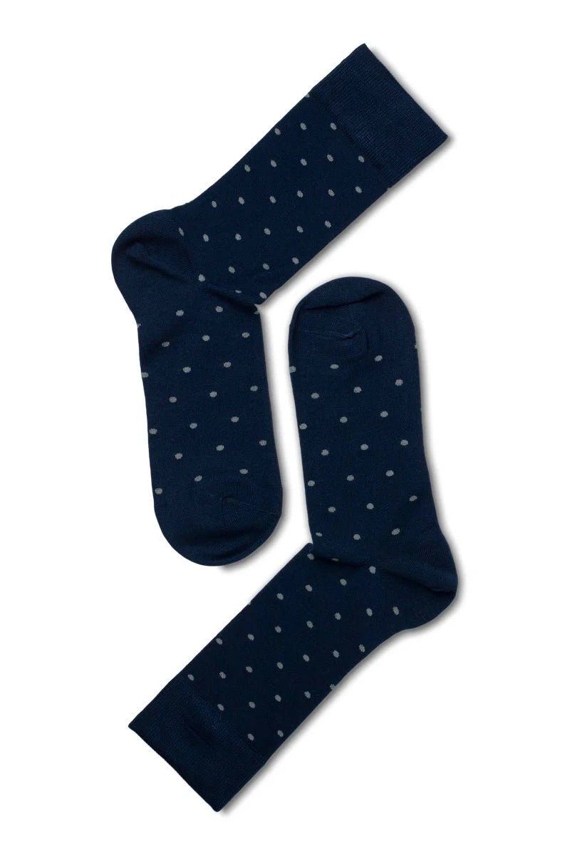 Eton Bamboo Dots Navy/Grey Melange