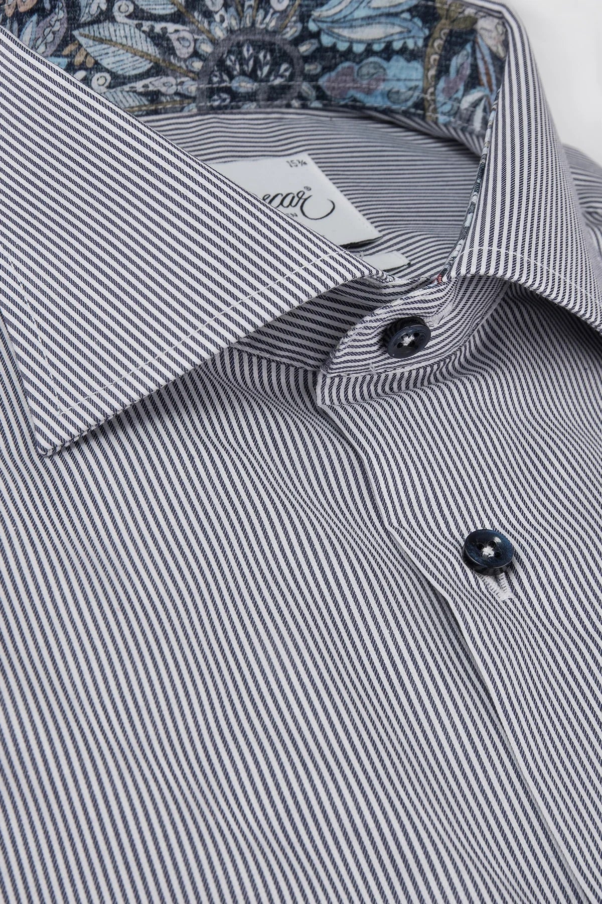 Blue striped slim fit shirt with contrast details 35 SN Dark Blue Stripe