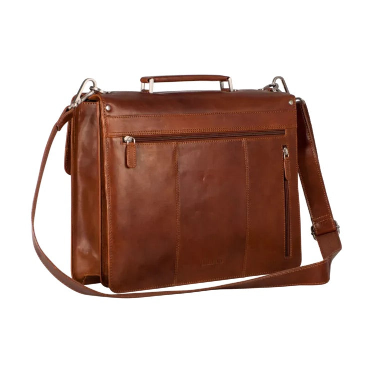 Cambridge briefcase 2 compartments Cognac