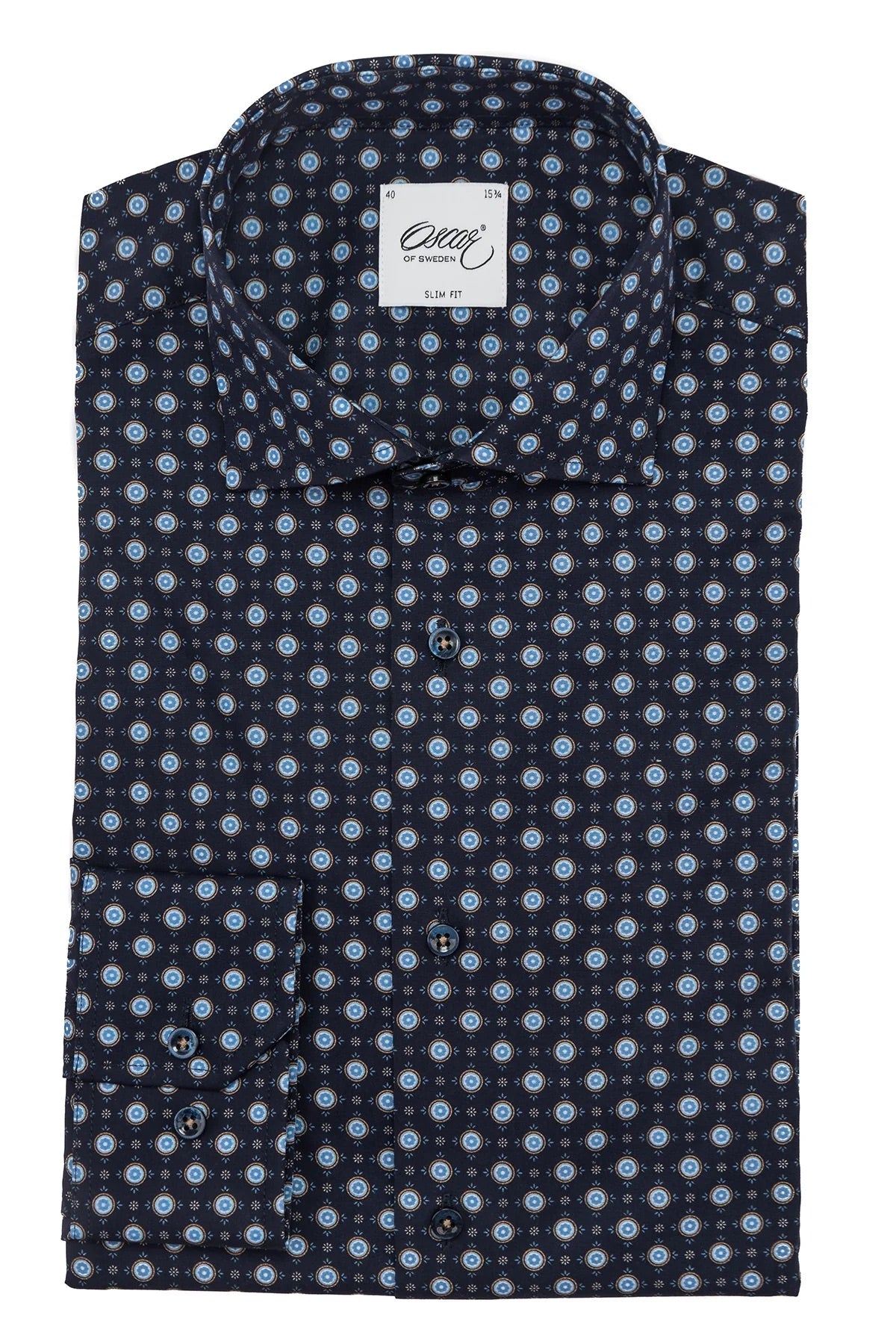 Navy blue printed slim fit shirt SN 05 Indigo Blue