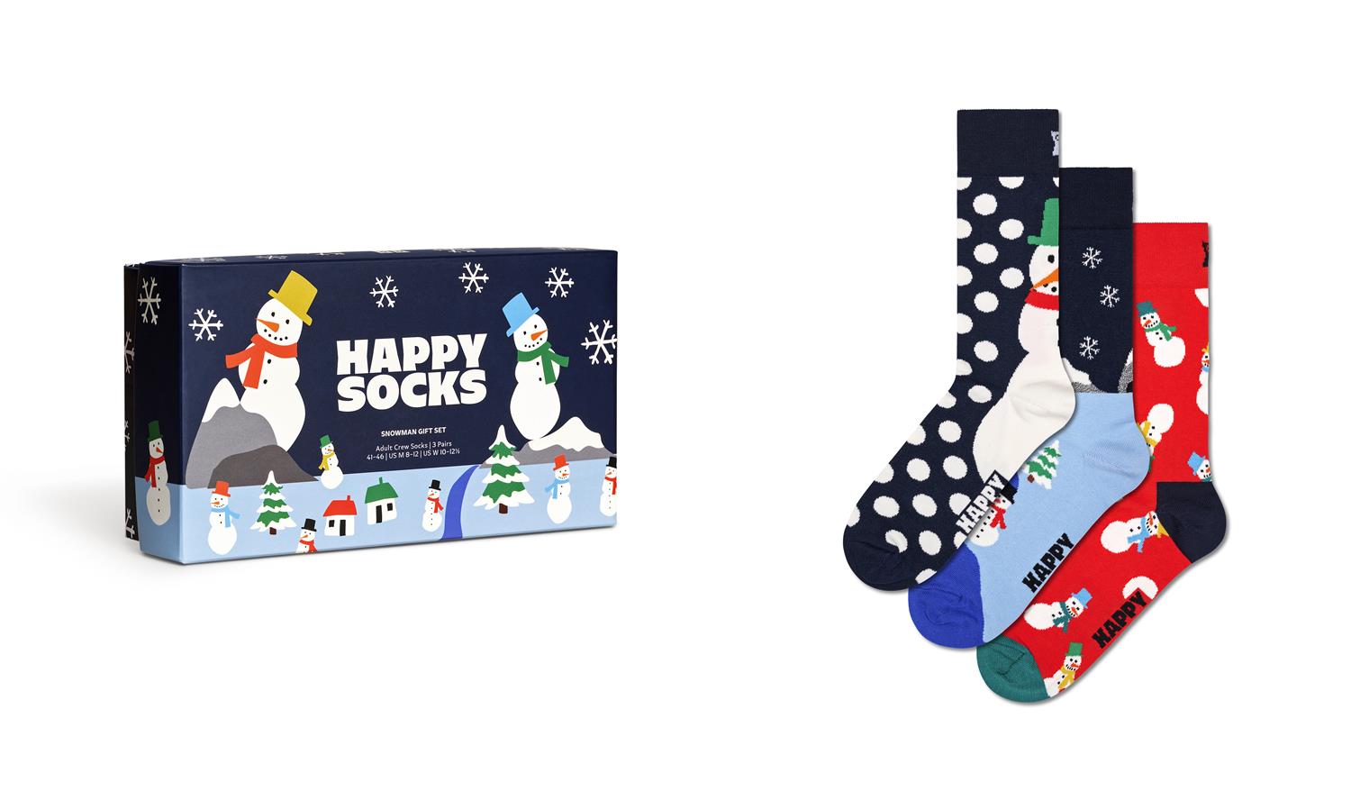 3-Pack Snowman Socks Gift Set str 41-46 Navy