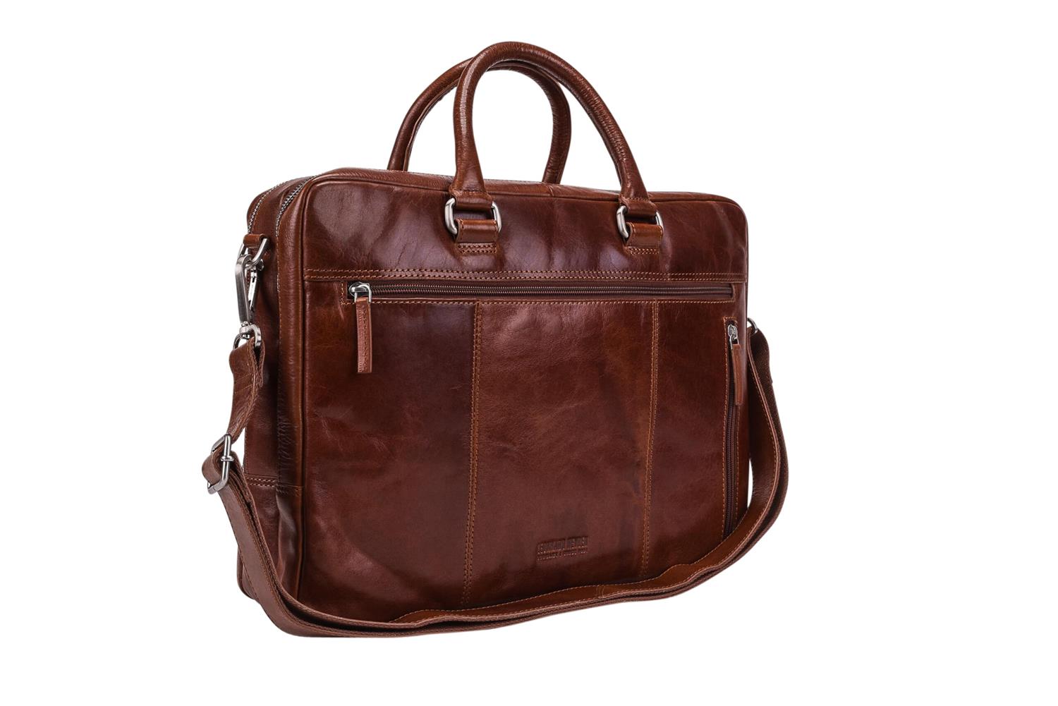 Cambridge Briefcase w/Zipper 2 Comp. Cognac