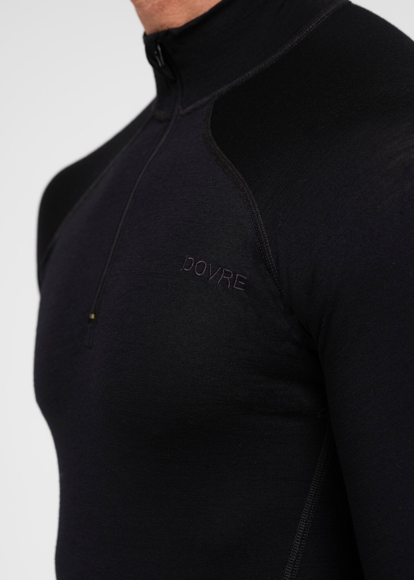 Dovre wool zip striped Black