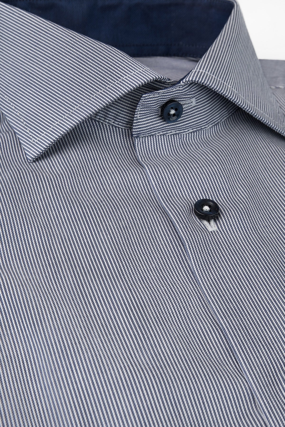 Blue striped slim fit shirt with contrast details 05 SN Indigo Blue