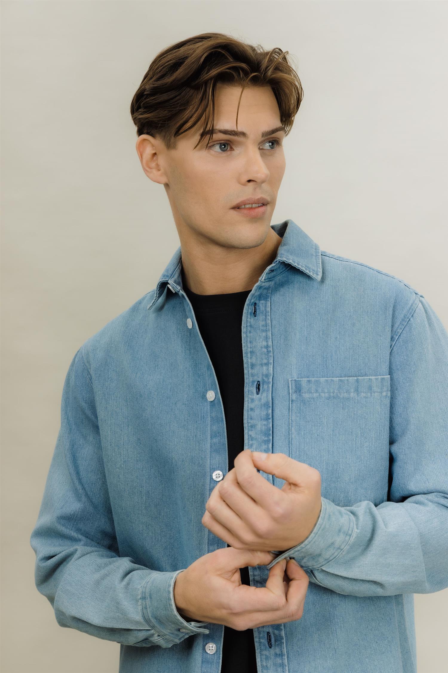 Rocco Ls Shirt Light Blue Denim