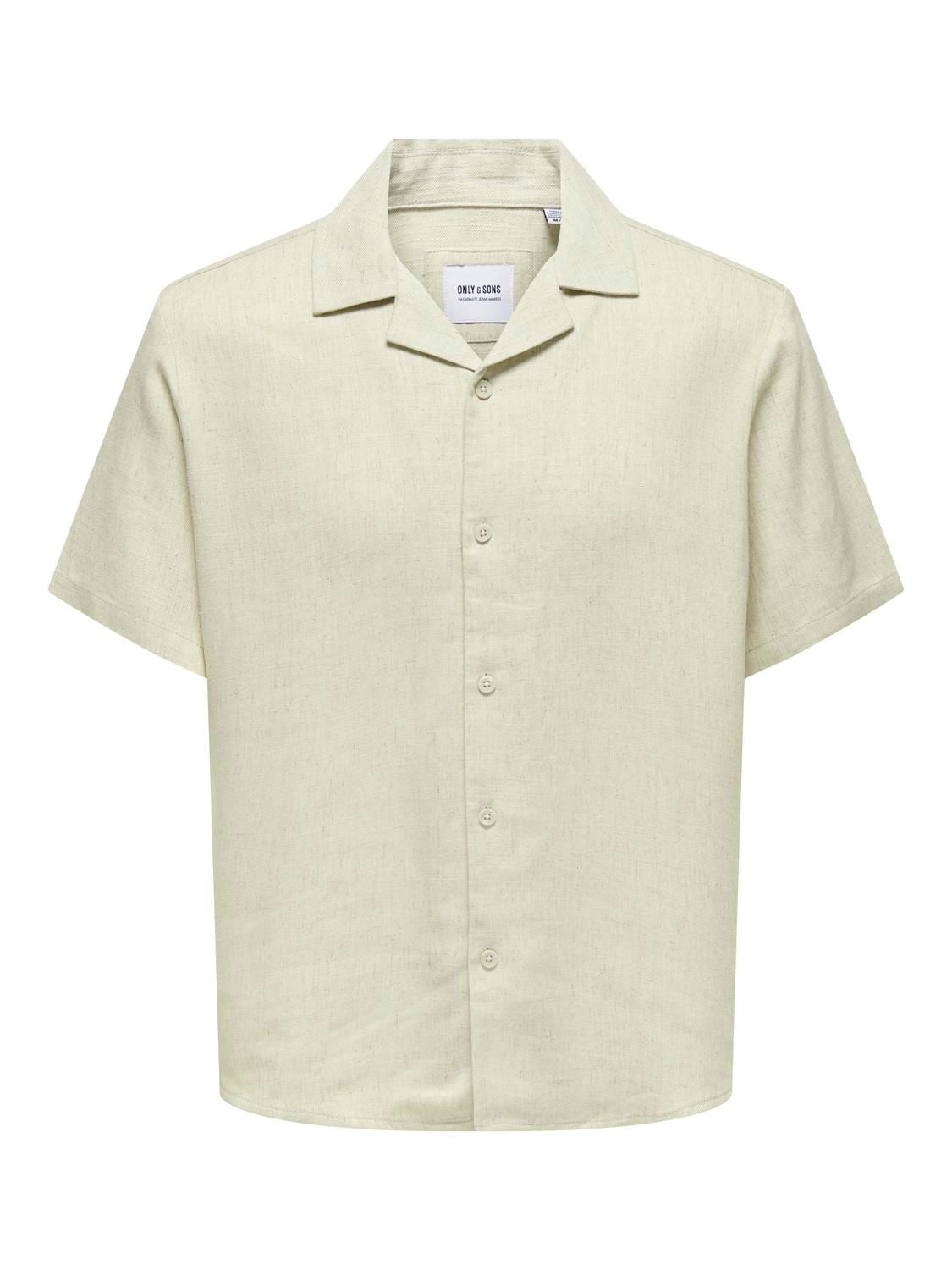 Onskari Resort Ss Shirt Visc Lin 0075 Cs Oatmeal