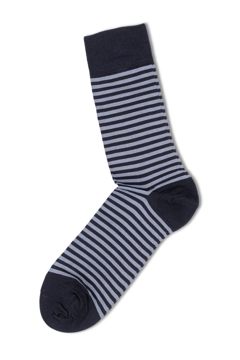 Eton Merc. Cotton Small stripe Dark Blue/Light Blue