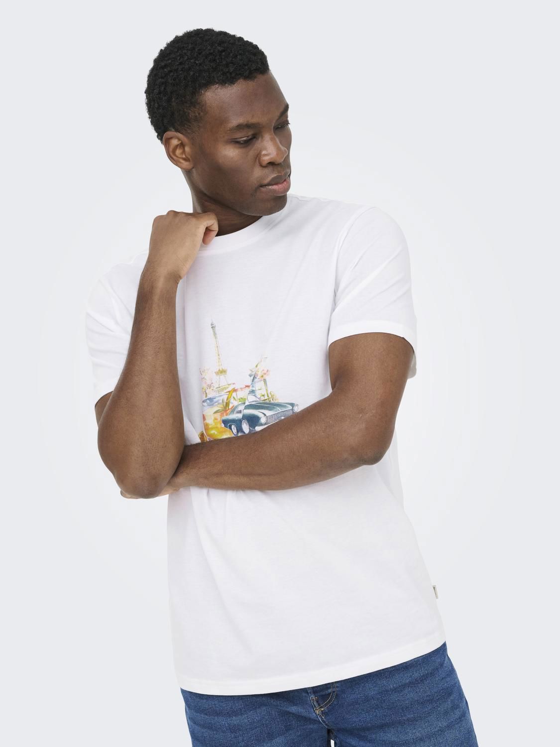Onsmass Parisien Reg Ss Tee Vd Bright White Parisien