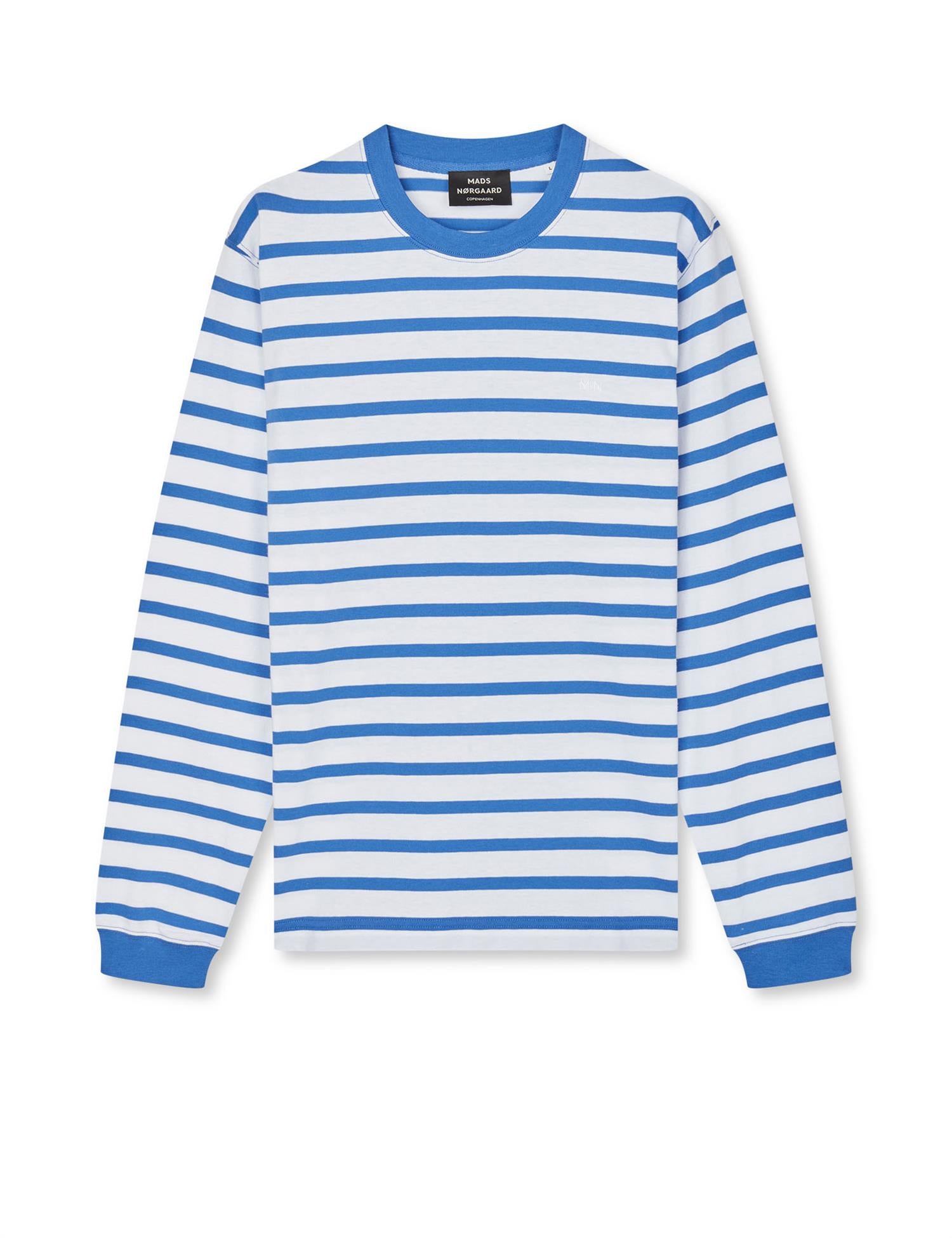 Cotton Jersey Stripe Frode Tee Ls Bright Cobalt/White
