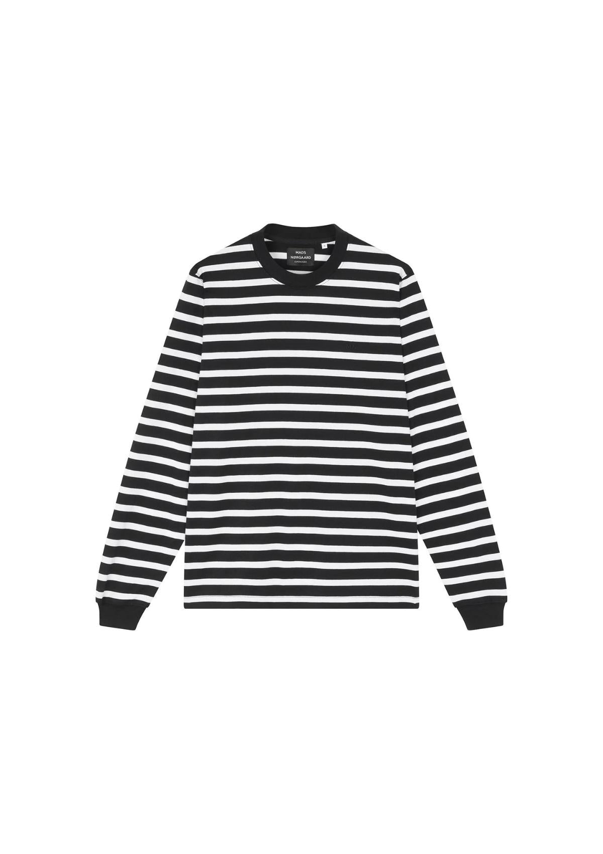 Cotton Jersey Stripe Frode Tee LS White/Black