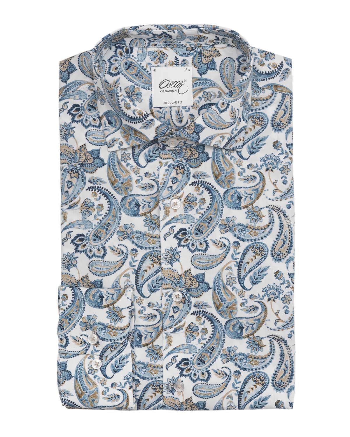 Slim Fit Skjorte – Paisleymønster 310 White Print