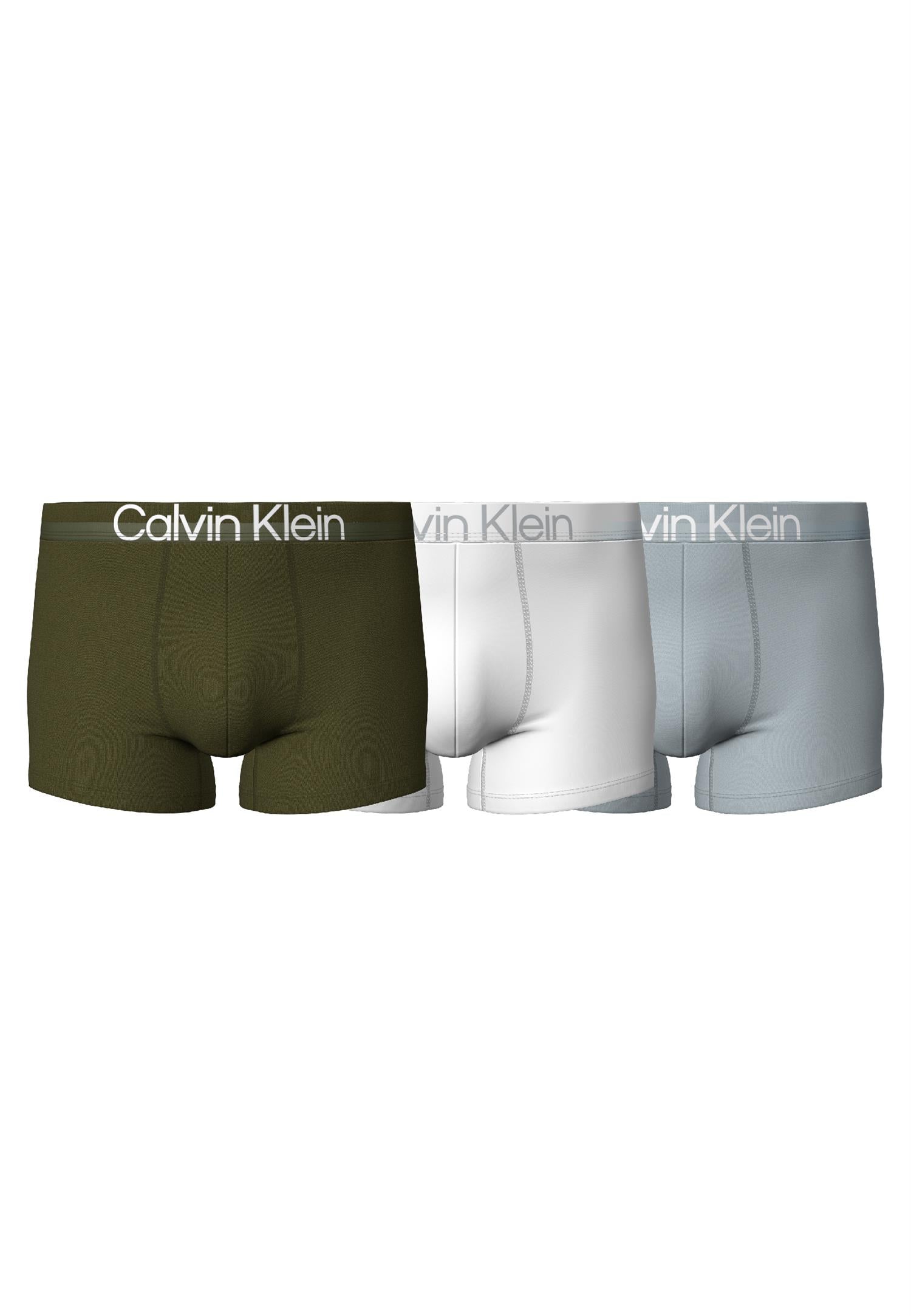 CK Boxer Trunks  3PK Evergreen Forest/ White / Aqua Pool