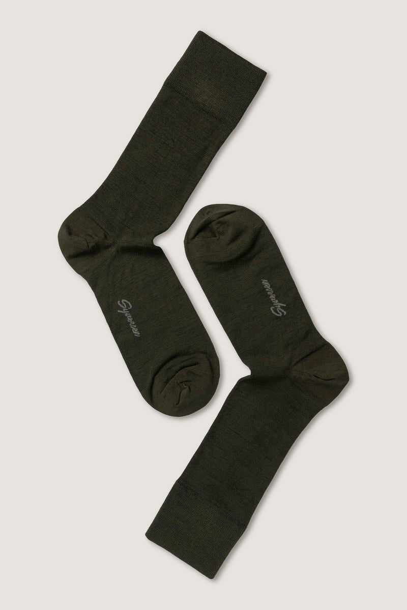 Fine Wool Crew Sock Olive