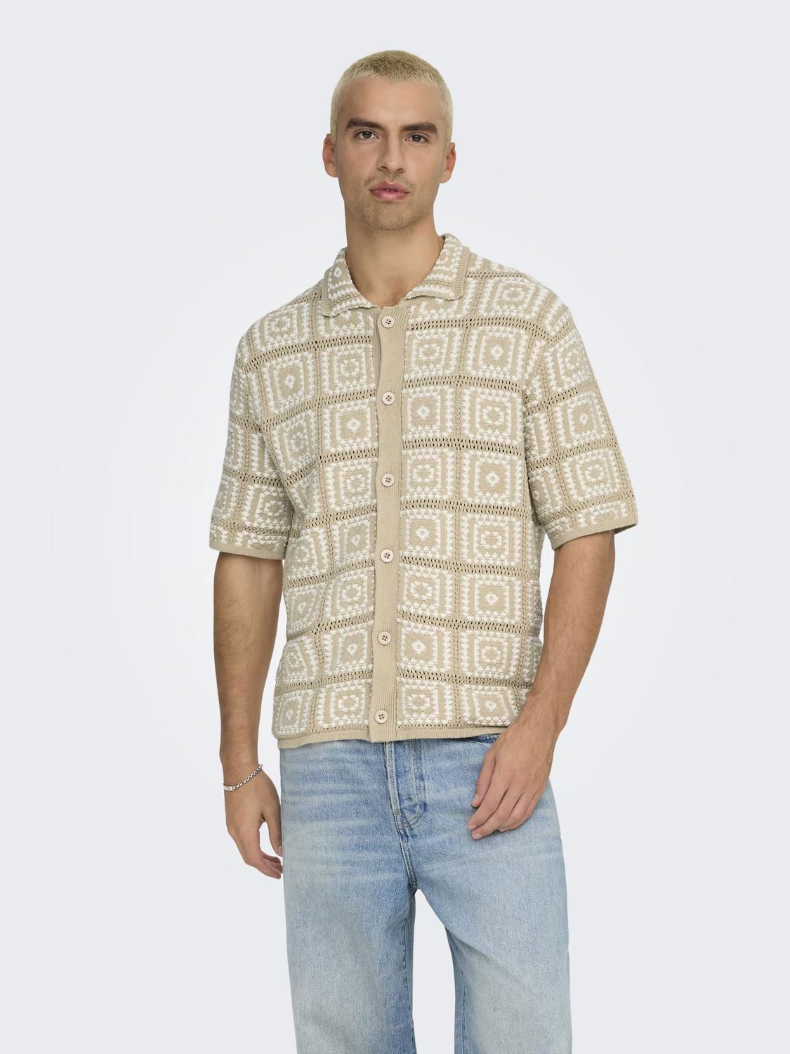Onsbart Rlx 5 Ss Shirt Knit Noos Silver Lining Egret