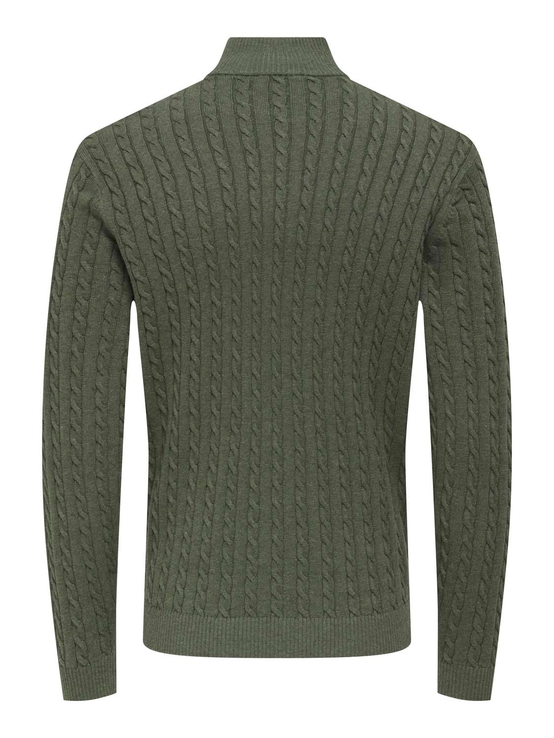 Onsloui Reg 12 Cabel Half Zip Knit Noos Castor Gray Melange