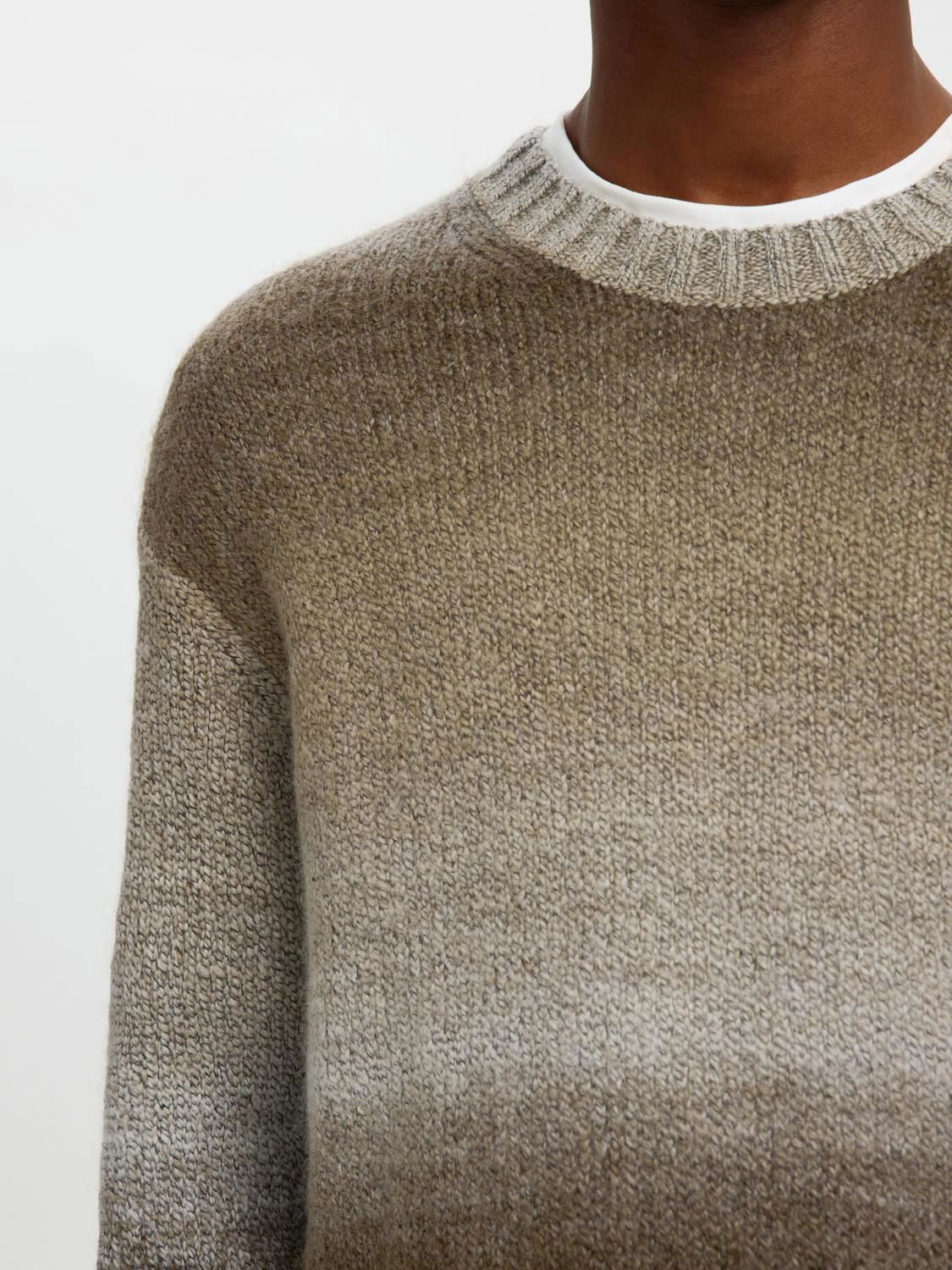 Slhgaard Relaxed Ls Knit Crew Neck Noos Chinchilla Multi Color