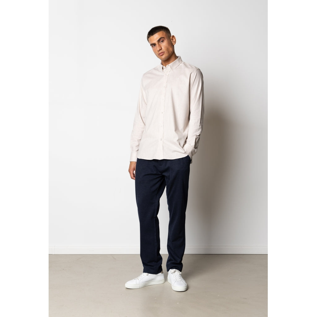 Oxford Stretch plain L/S Sand Melange