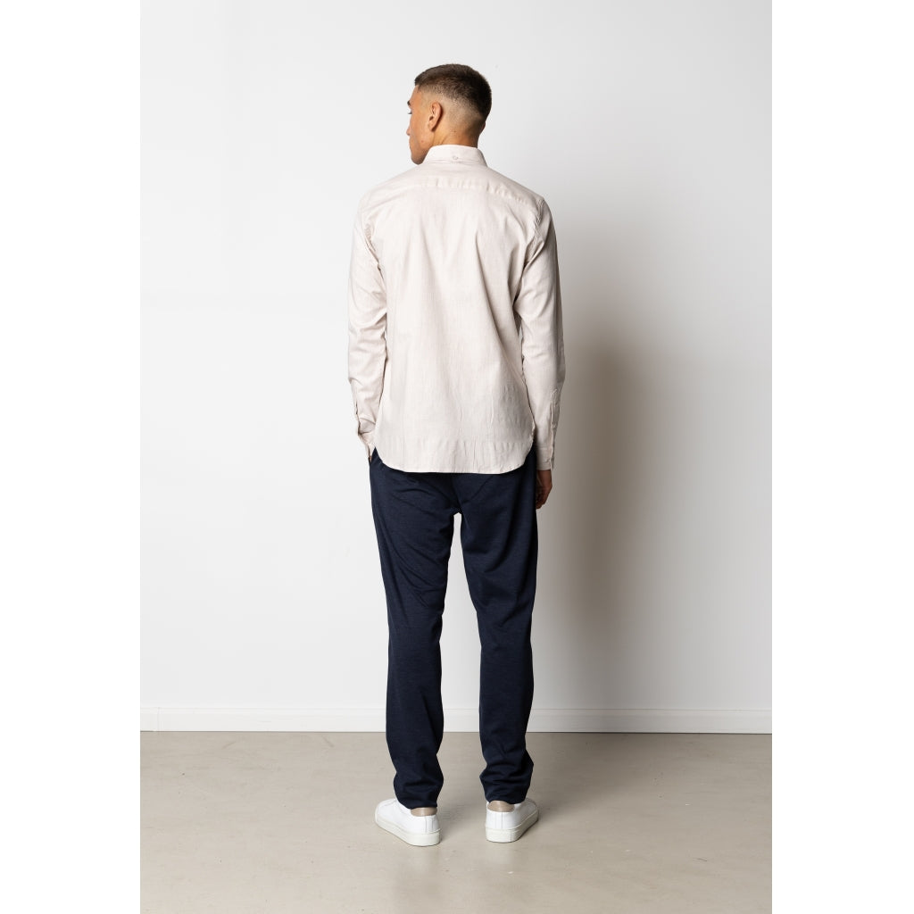 Oxford Stretch plain L/S Sand Melange