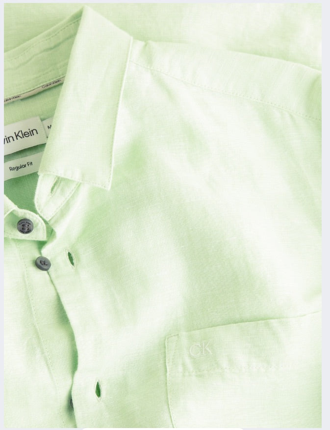 LINEN COTTON REGULAR SHIRT Quiet Green