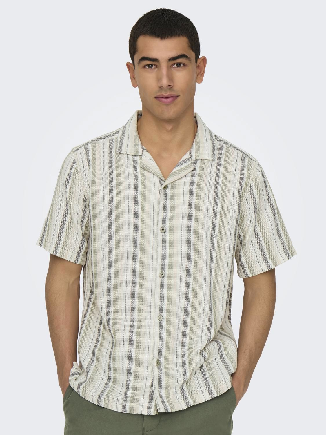 Onstrev Life Reg Stripe Ss Shirt Noos Seagrass Multi Stripe