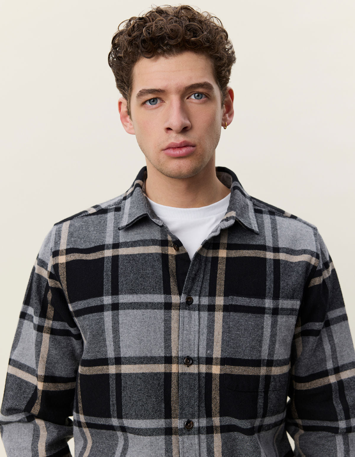 Check Flannel Shirt Grey Melange