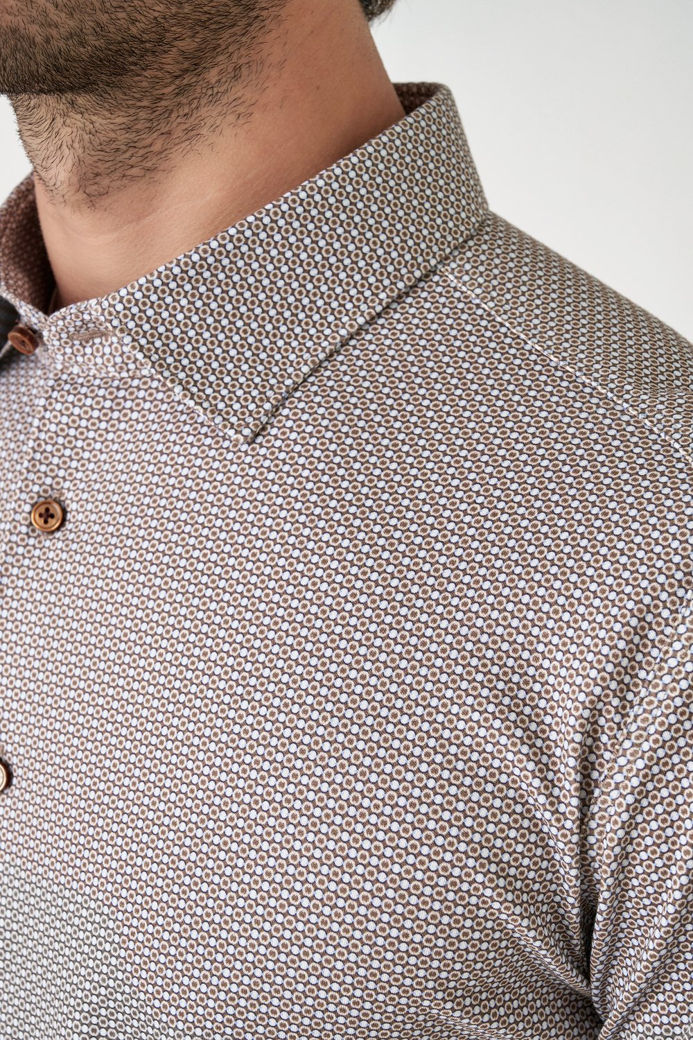 Casual Kent 1/1 Shirt Camel Dots