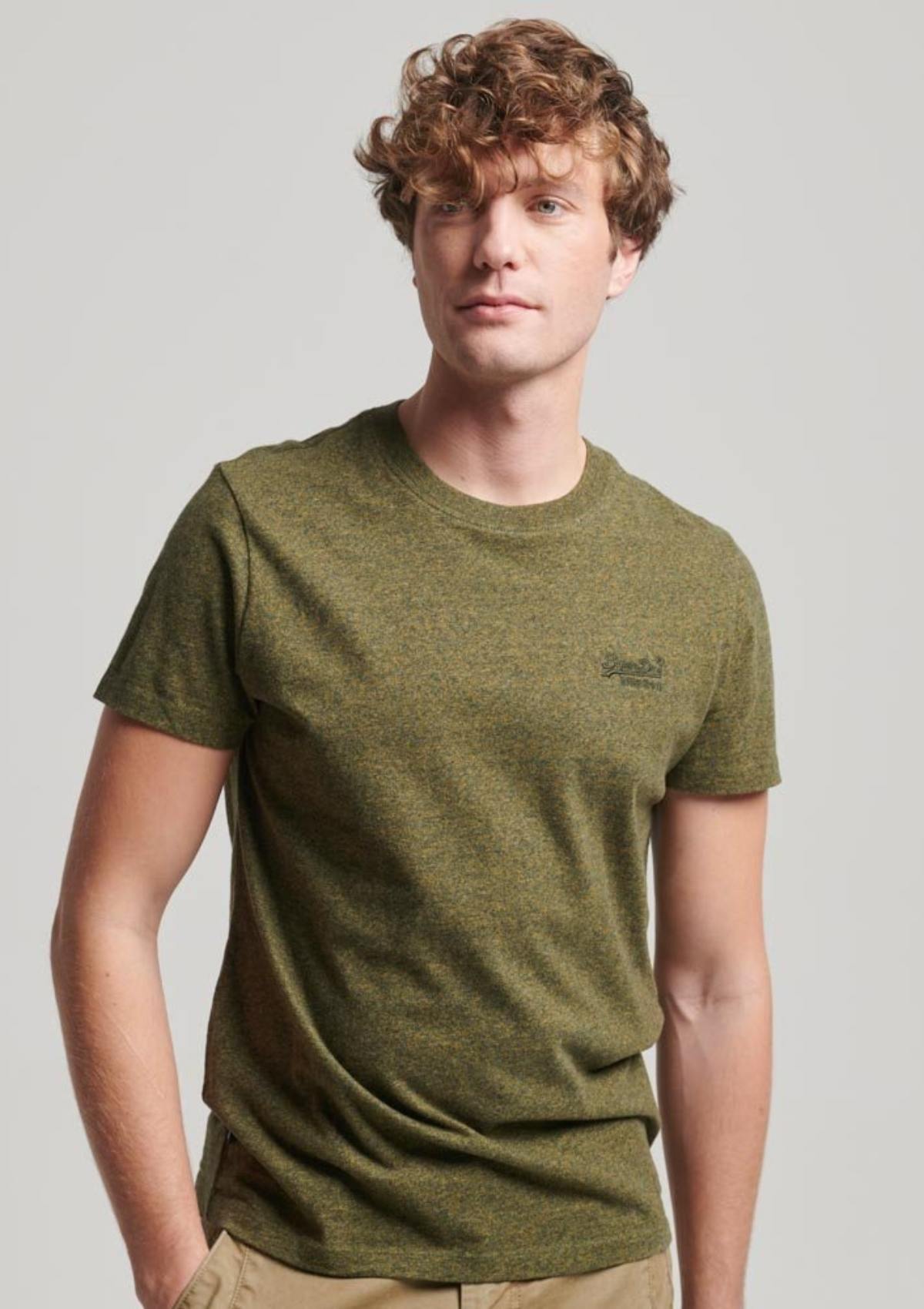 Essential Logo EMB TEE Olive Flecks