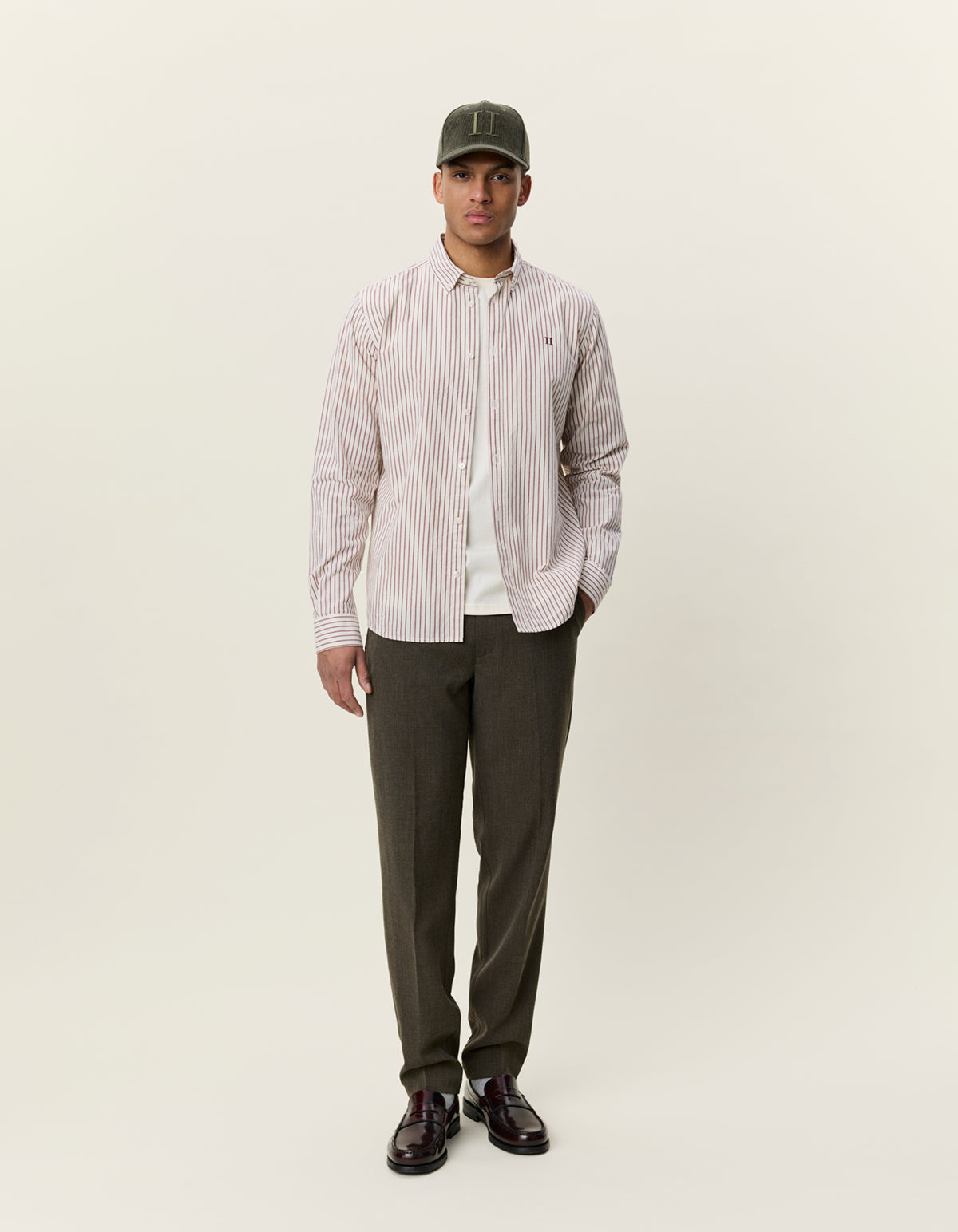 Light Oxford Striped Shirt Burgunder