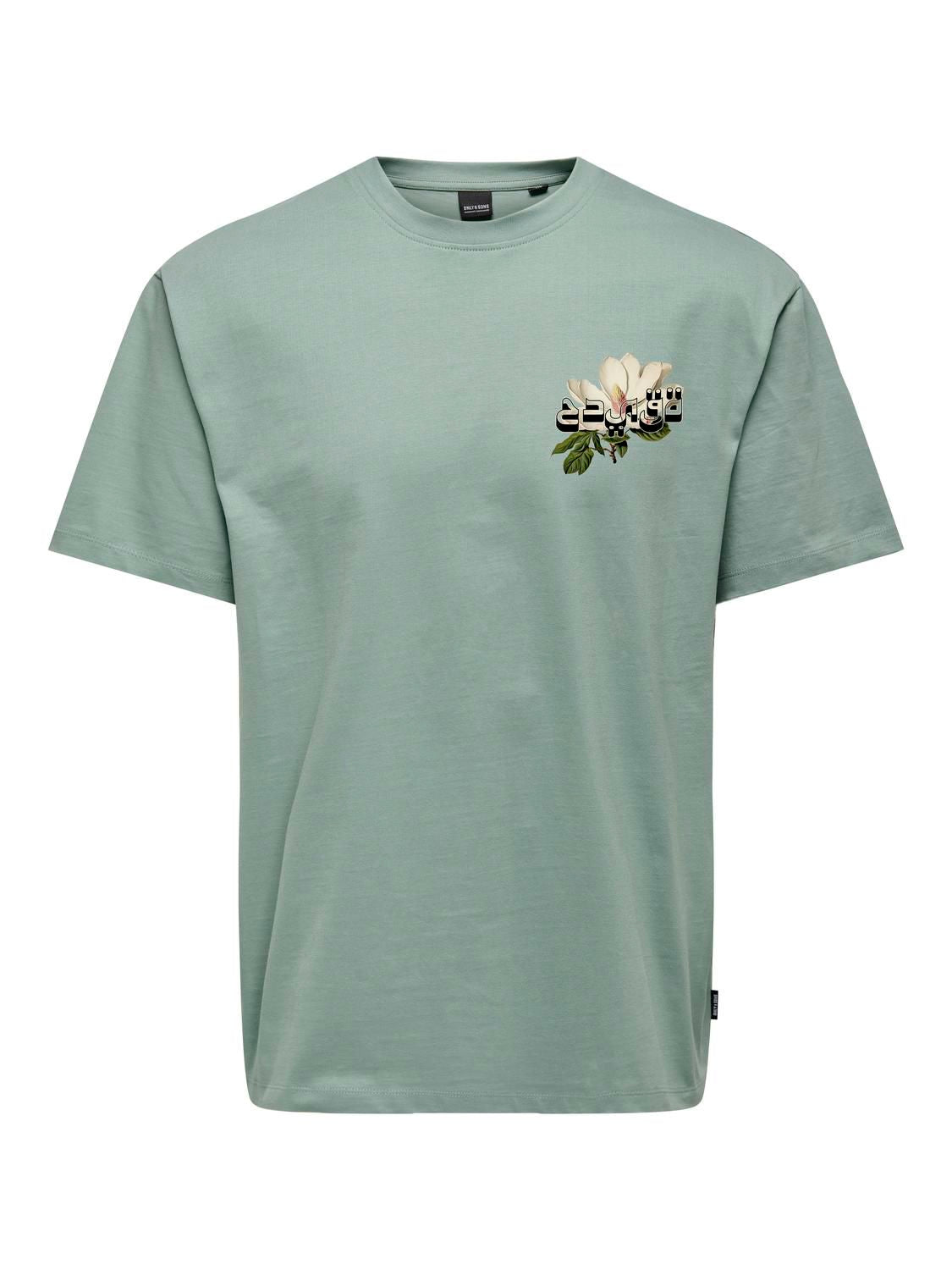Onsfrank Rlx Ss Tee Noos Chinois Green Arabic Flower