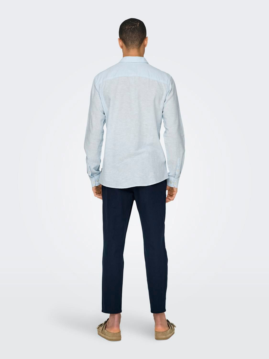 Onscaiden Life Ls Solid Linen Blend Noos Cashmere Blue