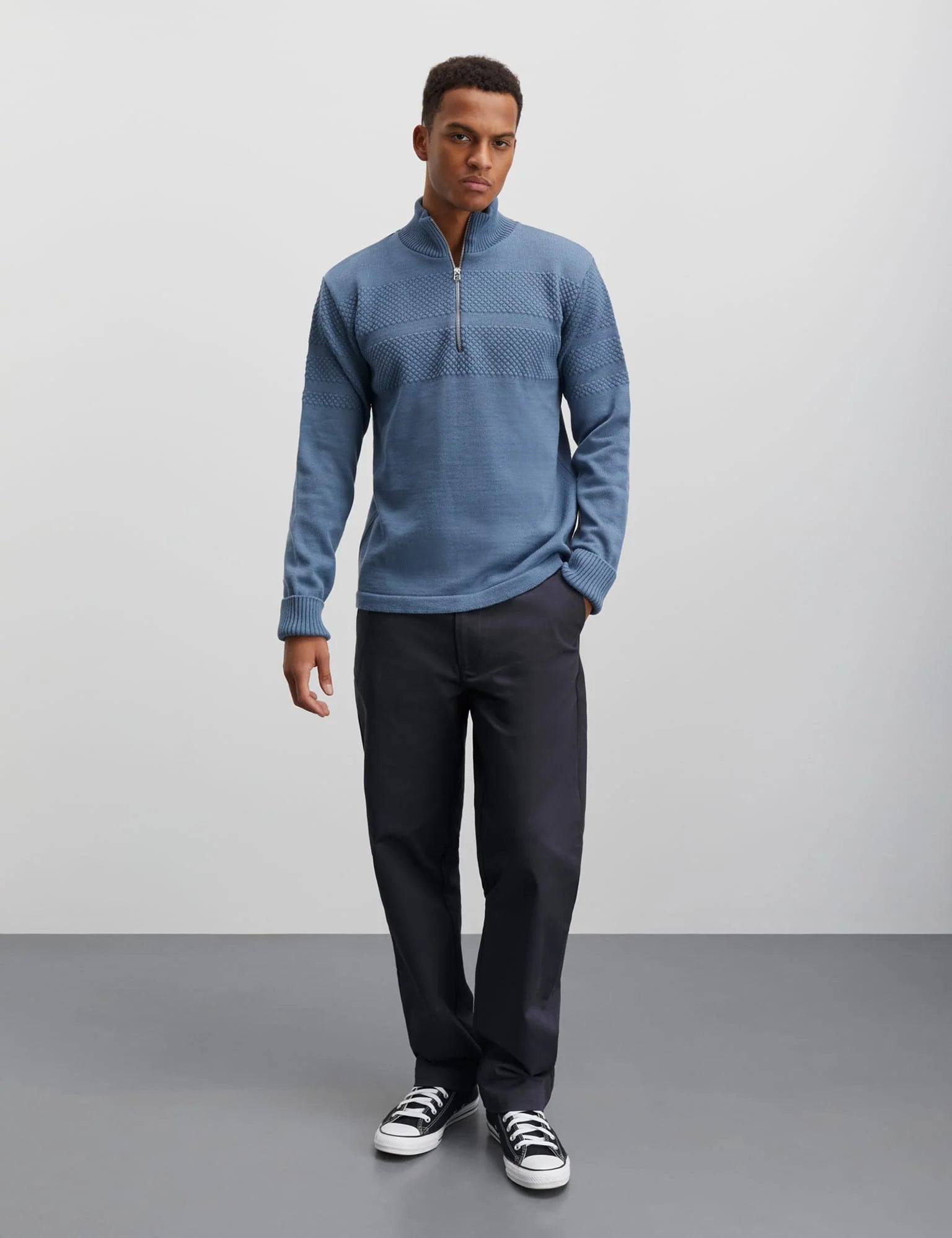 Wool Klemens Half zip knit Slate