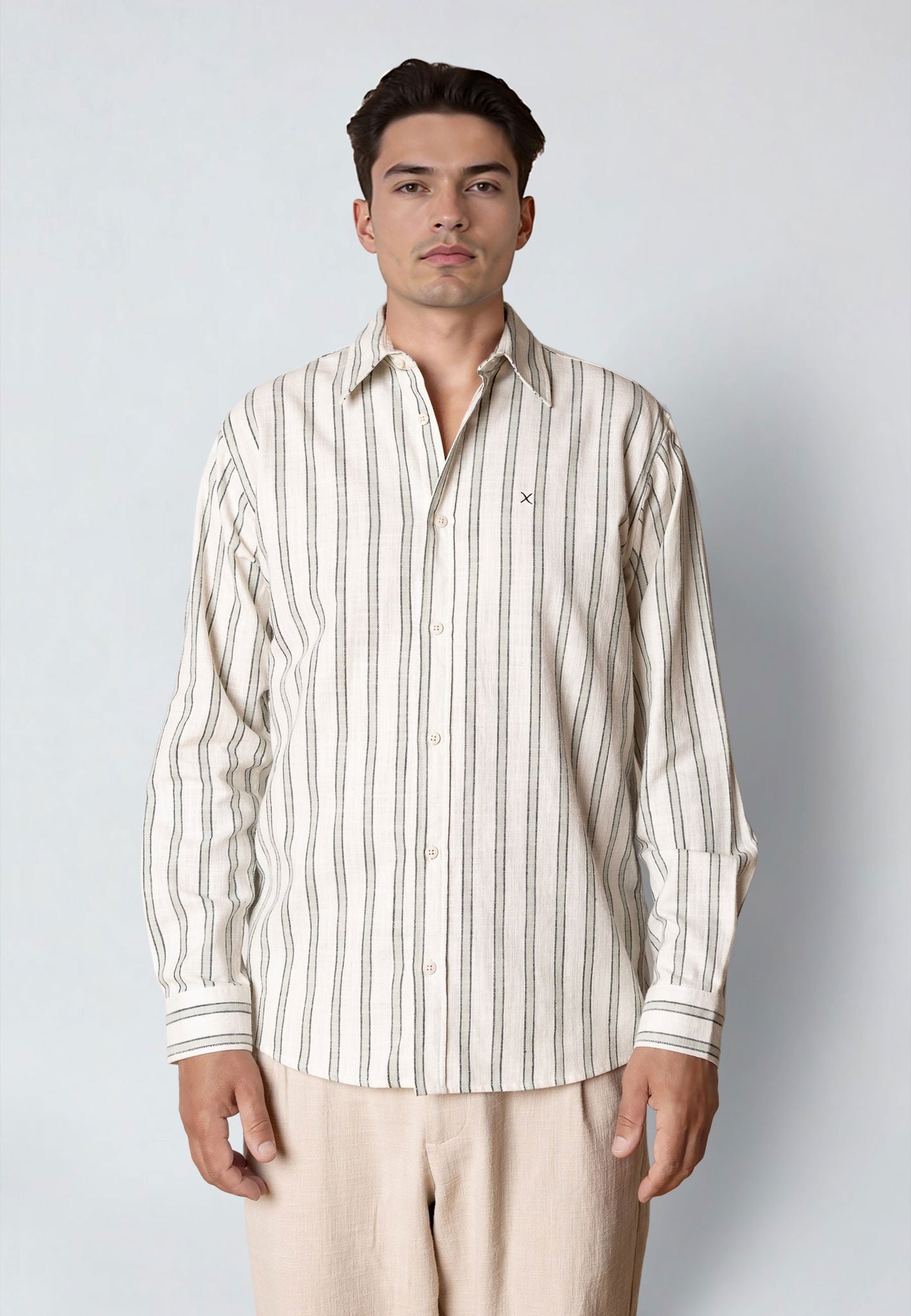 Kelvin Striped Shirt Desert Sage/Black