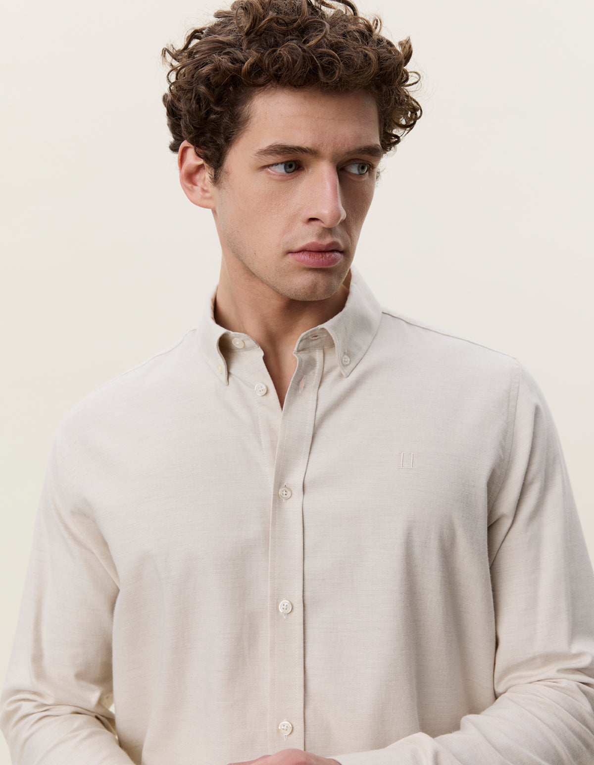 Soft Flannel Shirt Oyster Gray White