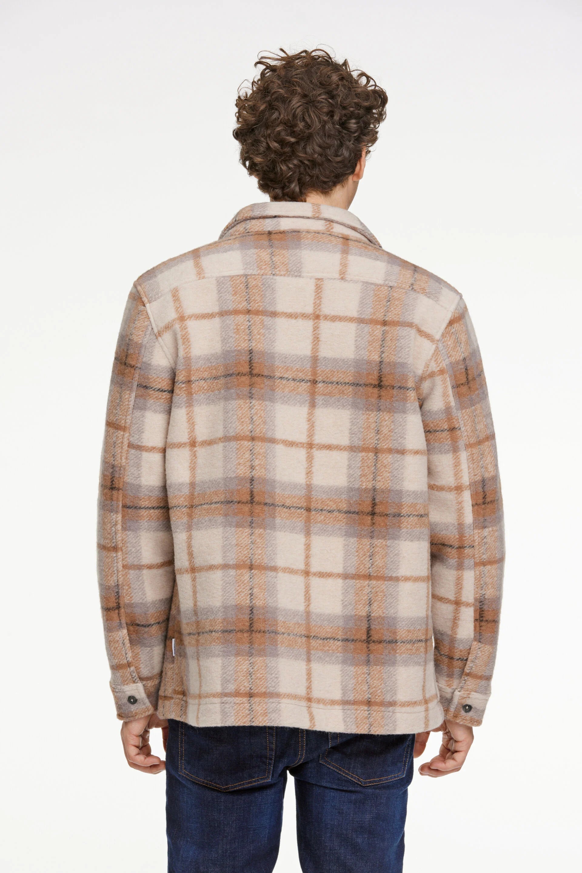 Bonded checked overshirt Ecru