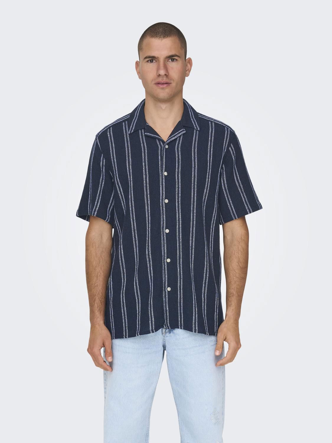 Onstrev Life Reg Stripe Ss Shirt Noos Dark Navy