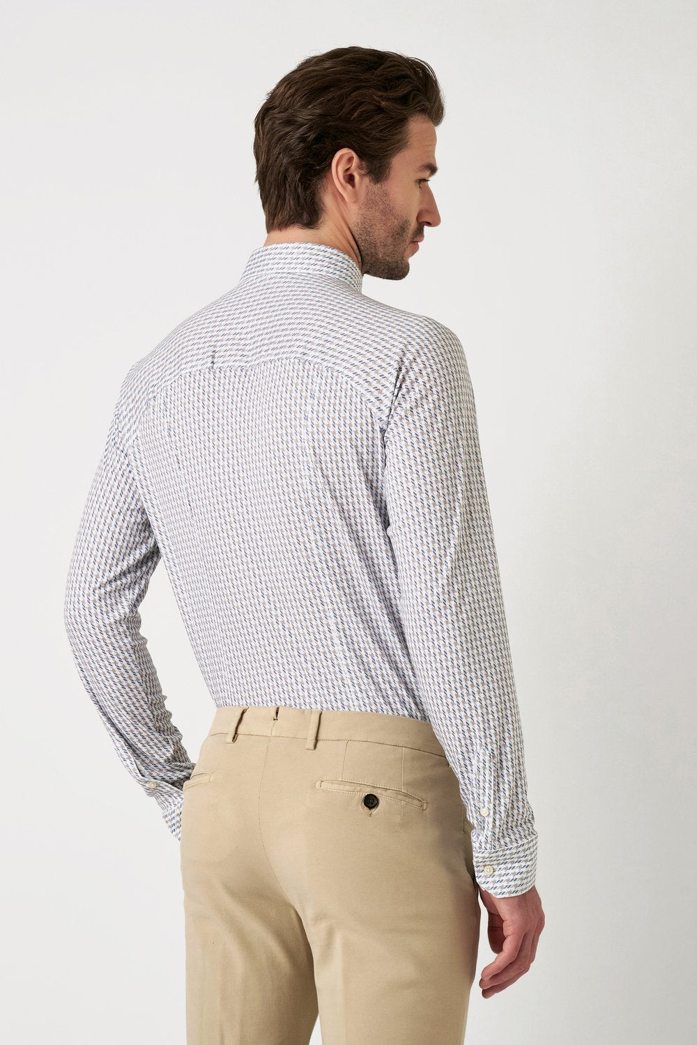 Casual Kent 1/1 Shirt Greige Houndstooth