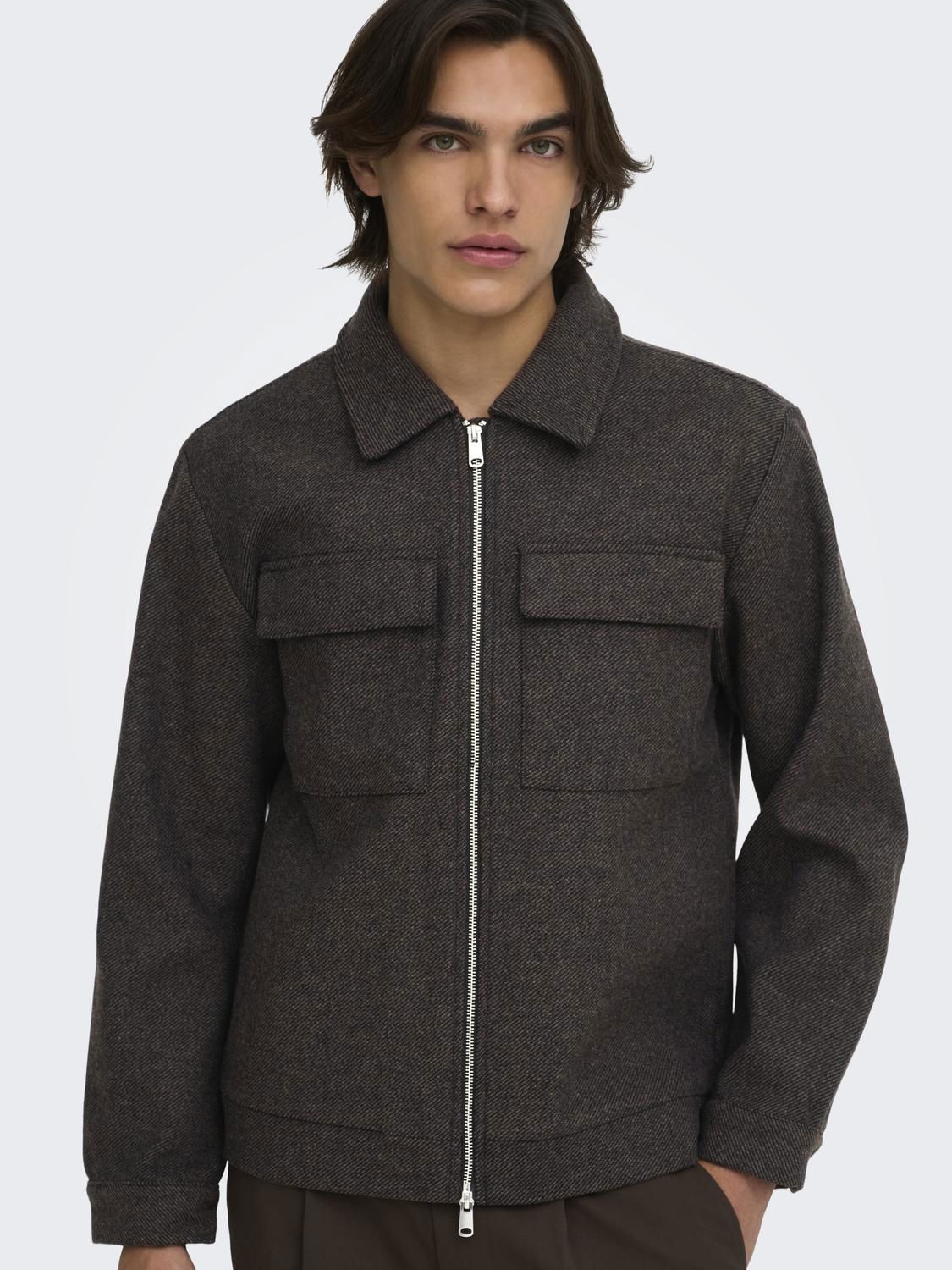 Onsrush Wool Jacket Otw Frml Noos Dark Grey Melange