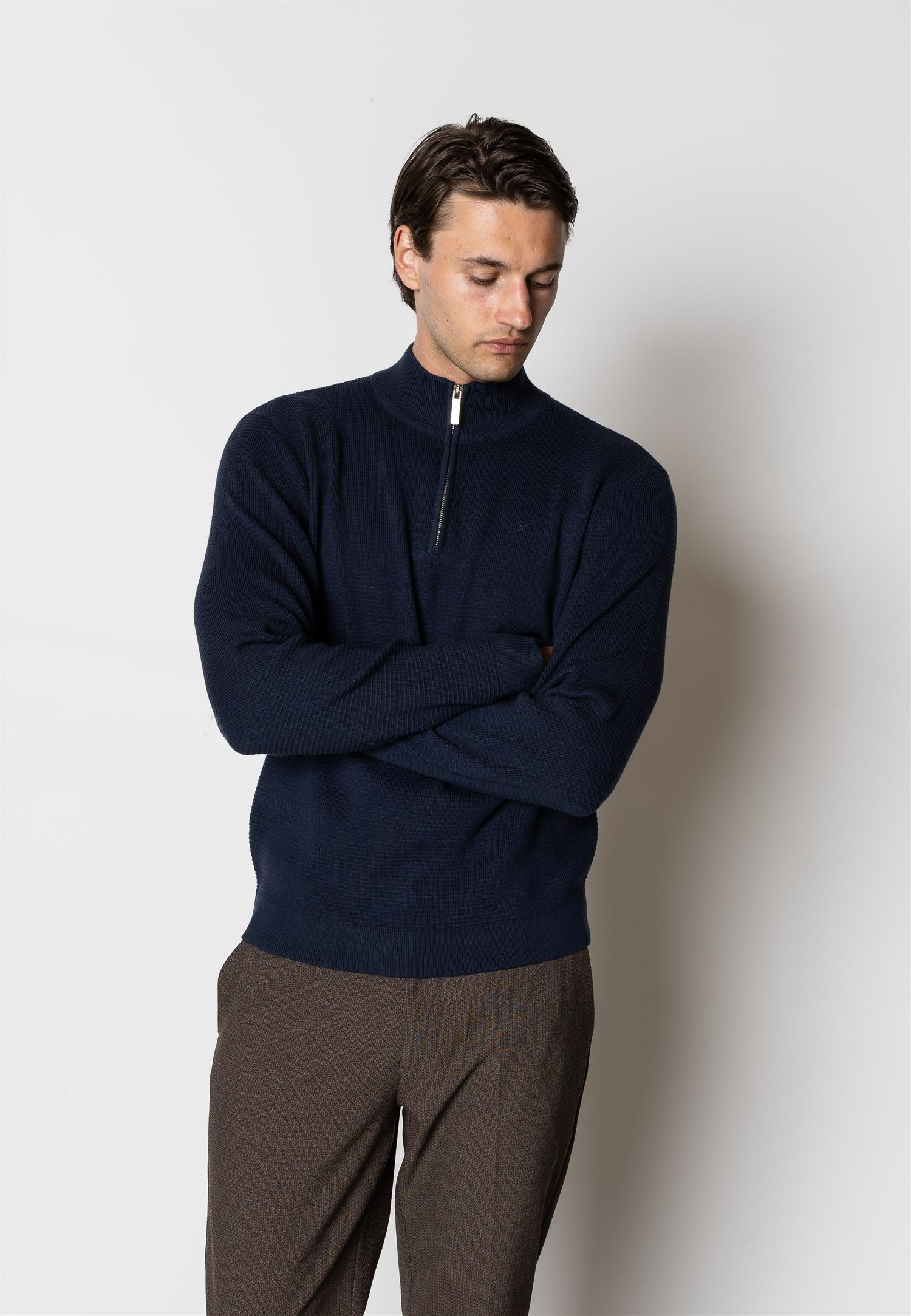 Oscar half-zip knit Navy
