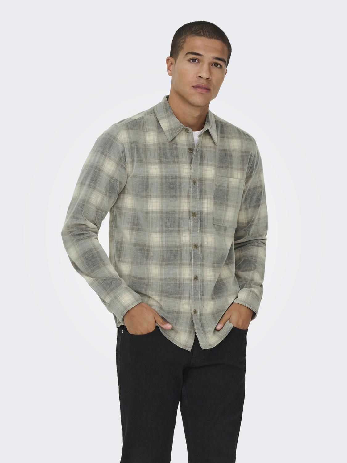 Onswilliam Cord Ls Shirt Blue Nights Falcon/Silver Lining
