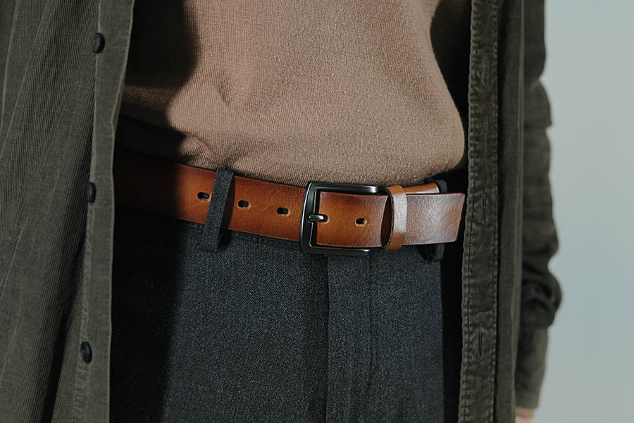 Leather belt Cognac